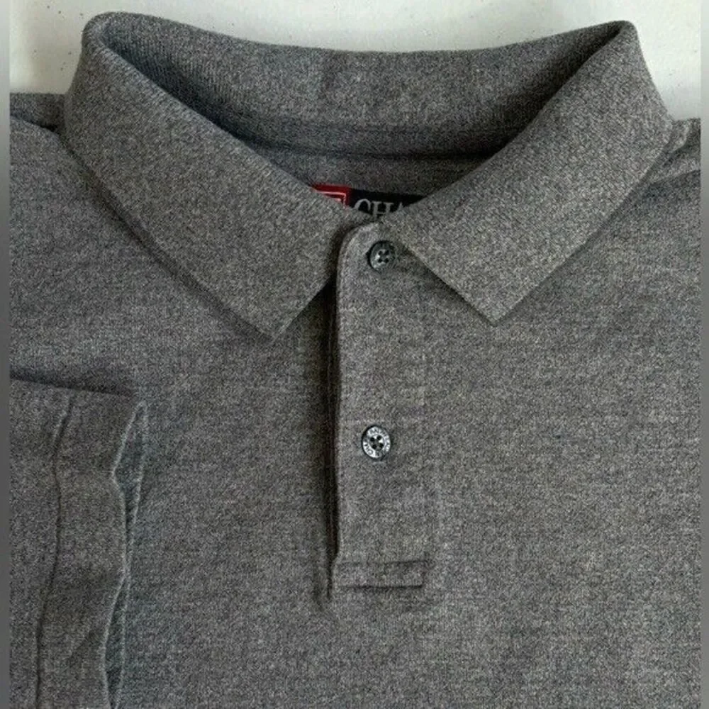Chaps Ralph‎ Lauren Men's Large Vintage Gray Cotton 1/4 Button Long Sleeve Polo